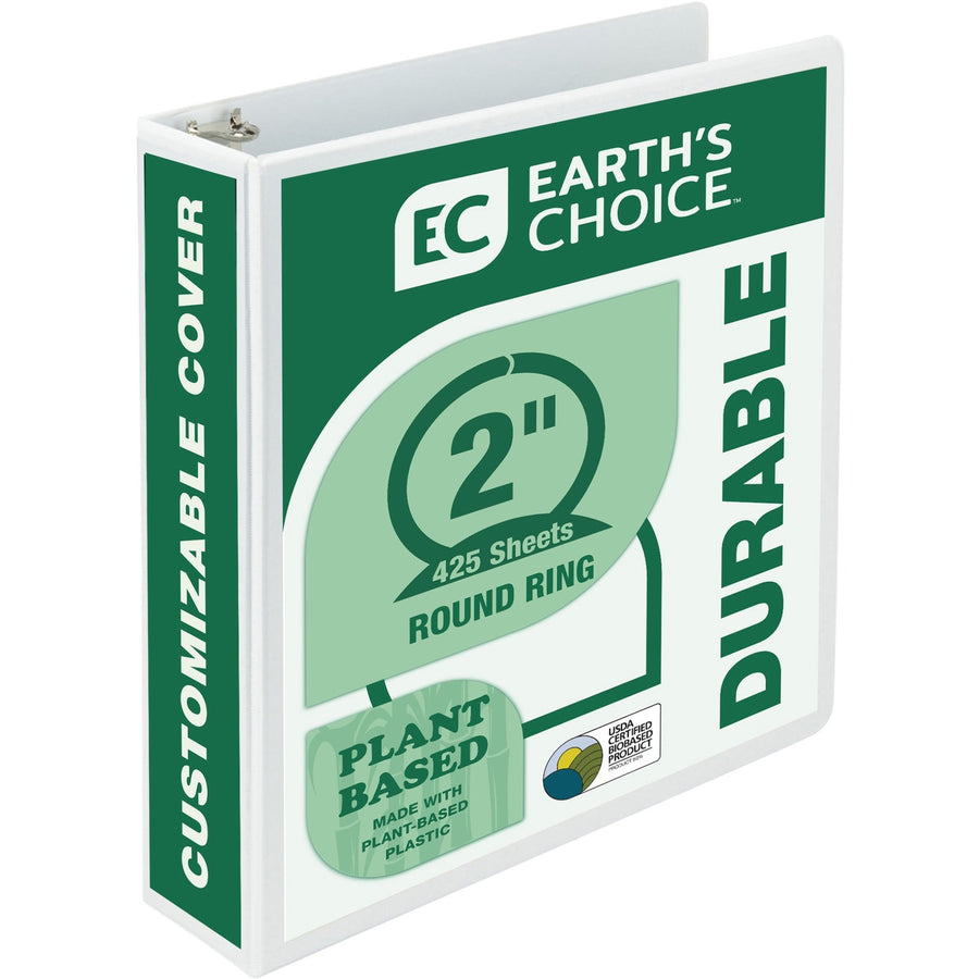 Samsill Earth's Choice Plant-based Durable View Binder, 11.5" x 11.6", White, Chipboard, 425, PVC-free, SAM18967