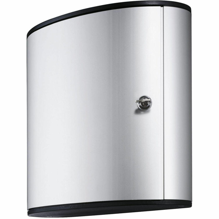 DURABLE 54 Key Brushed Aluminum Cabinet, 11.9" x 11", Silver, Security Lock, DBL195323