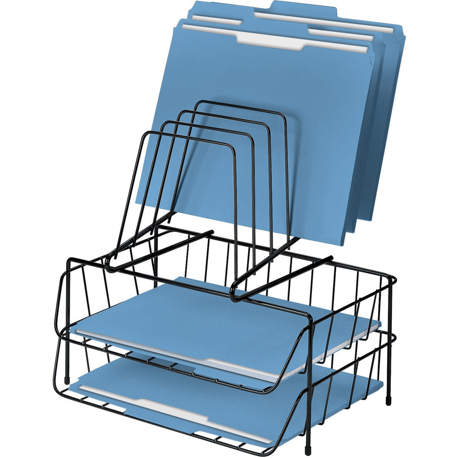 Fellowes Step File Wire Double Tray, 13.88" x 14", Black, Steel, FEL72391