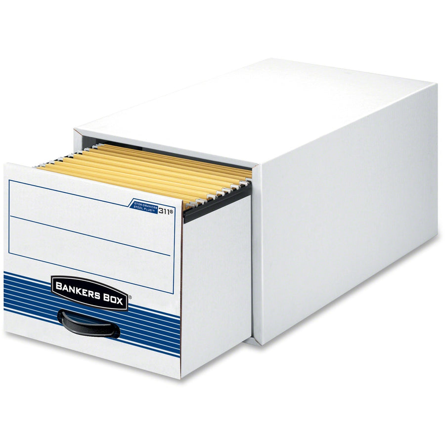 Fellowes Bankers Box Stor/Drawer Steel Plus Letter-size File Storage Boxes, Blue, 6 / Carton — view 1