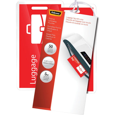 Fellowes Luggage Tag Glossy Laminating Pouches, Clear, 50 / Pack, FEL52034