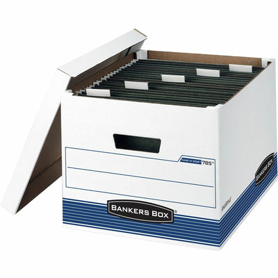 Fellowes Bankers Box Hang'N'Stor File Storage Box, Blue, 4 / Carton — view 1