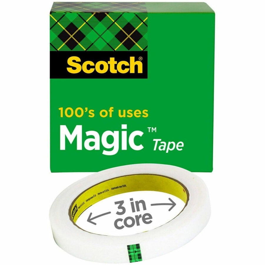 Scotch Invisible Magic Tape, Clear, 1", 72 yd, 3", Non-yellowing, 1 Roll, MMM81012592