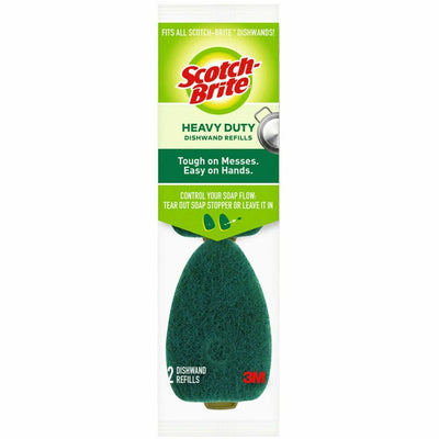 Scotch-Brite Heavy-Duty Dishwand Refills, 2.2" x 2.9", Green, 2 / Pack, MMM4817RSC
