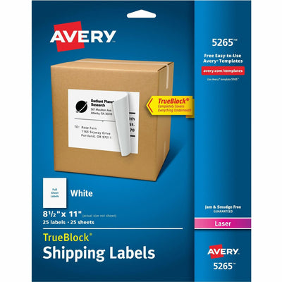 Avery Shipping Labels - TrueBlock, White, 1 Pack, AVE5265