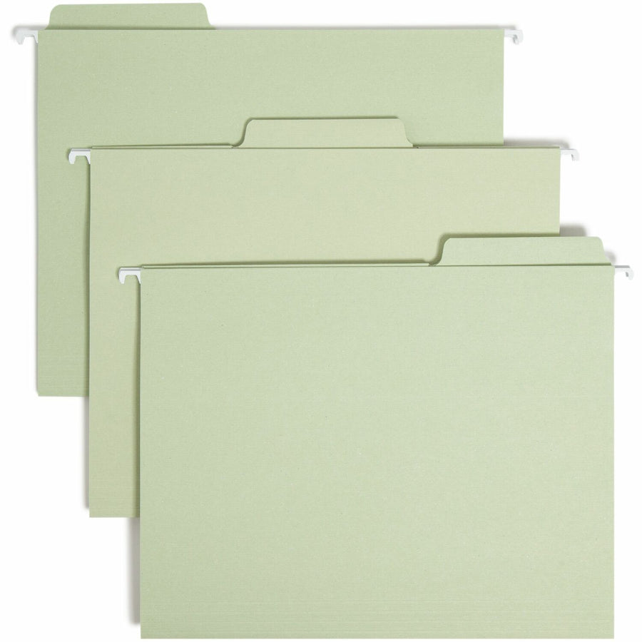 Smead FasTab 1/3 Tab Cut Letter Recycled Hanging Folder, Moss, 8 1/2" Width x 11" Length, 20 / Box — view 1