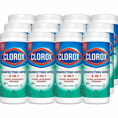 The Clorox Company Clorox Disinfecting Cleaning Wipes, Green, 12 / Carton, CLO01593CT