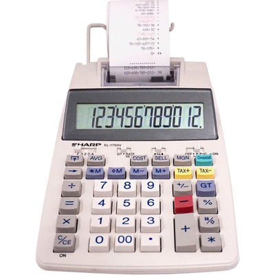 Sharp EL-1750V Printing Calculator, Light Gray, /BX 5BX/CT — view 1