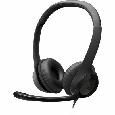 Logitech Padded H390 USB Headset, ClearChat, Silver, Adjustable Headband, LOG981000014
