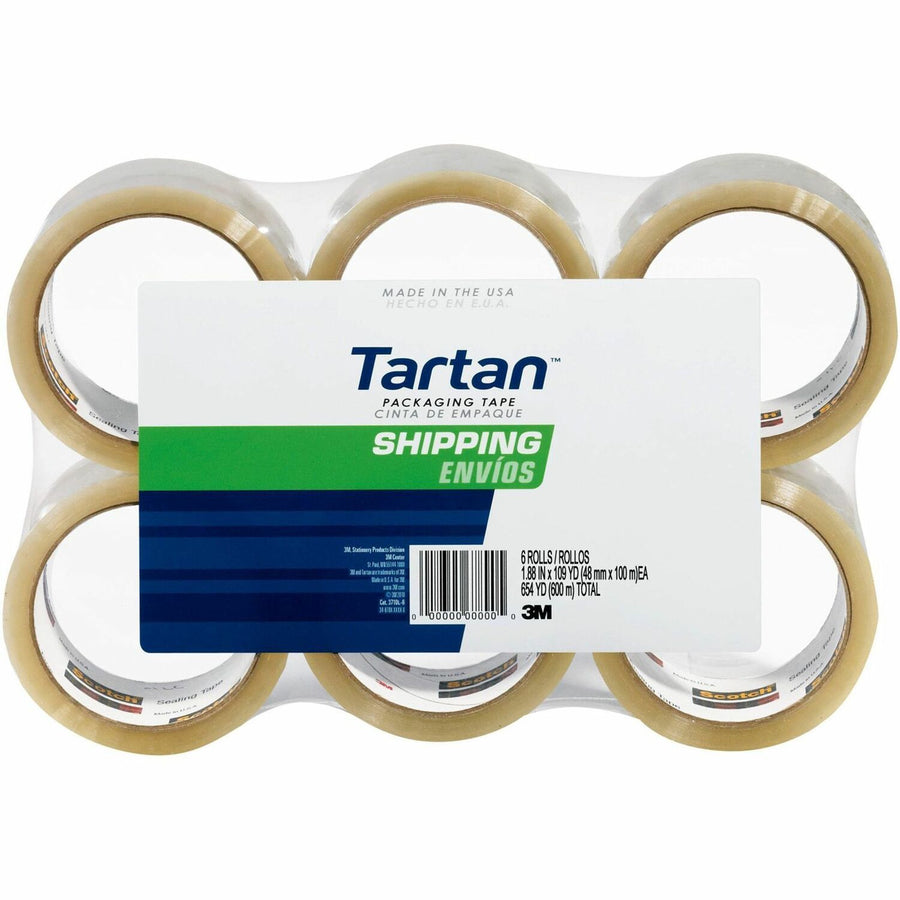 Tartan General-Purpose Packaging Tape, Clear, 1.88", 54.60 yd, 3", Strong, 6 / Pack, MMM37102CRPK