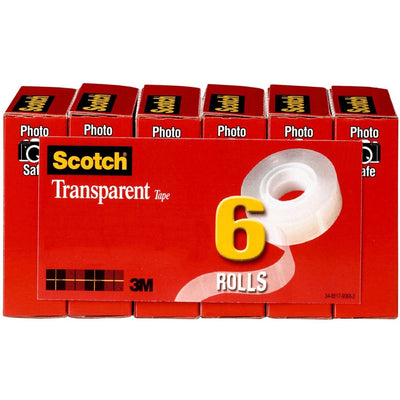 3M Scotch Transparent Tap - 3/4"W, Clear, 1 Pack, MMM6006PK