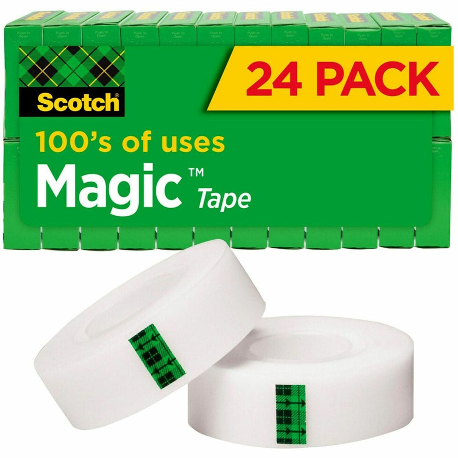 Scotch 3/4"W Magic Tape, Clear, 0.75", 27.78 yd, 1", Repositionable, 1 / Pack, MMM810K24