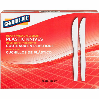 Genuine Joe Heavyweight Disposable Knives, White, 100 / Box, GJO10431
