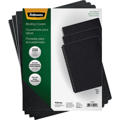 Fellowes Expressions Oversize Linen Presentation Covers, Black, 8 3/4" Width x 11 1/4" Length, 1 Pack, FEL52115