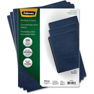 Fellowes Expressions Premium Textured Covers, Navy, 8 1/2" Width x 11" Length, 200 / Pack, FEL52136