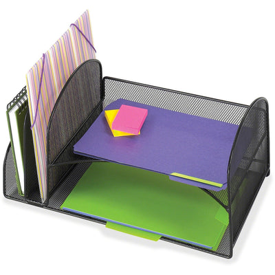 Safco Onyx 2 Upright/2 Tray Mesh Desk Organizer, Black, SAF3264BL