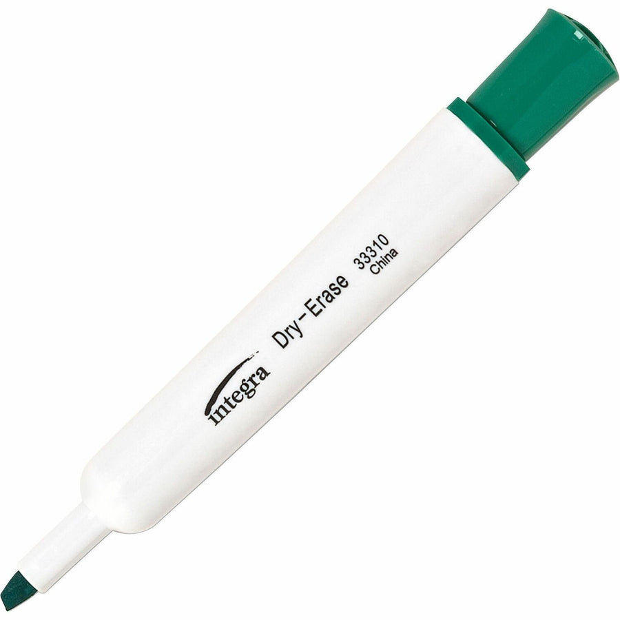 Integra Chisel Point Dry-erase Markers, Green, Non-toxic, 1 Dozen, ITA33310
