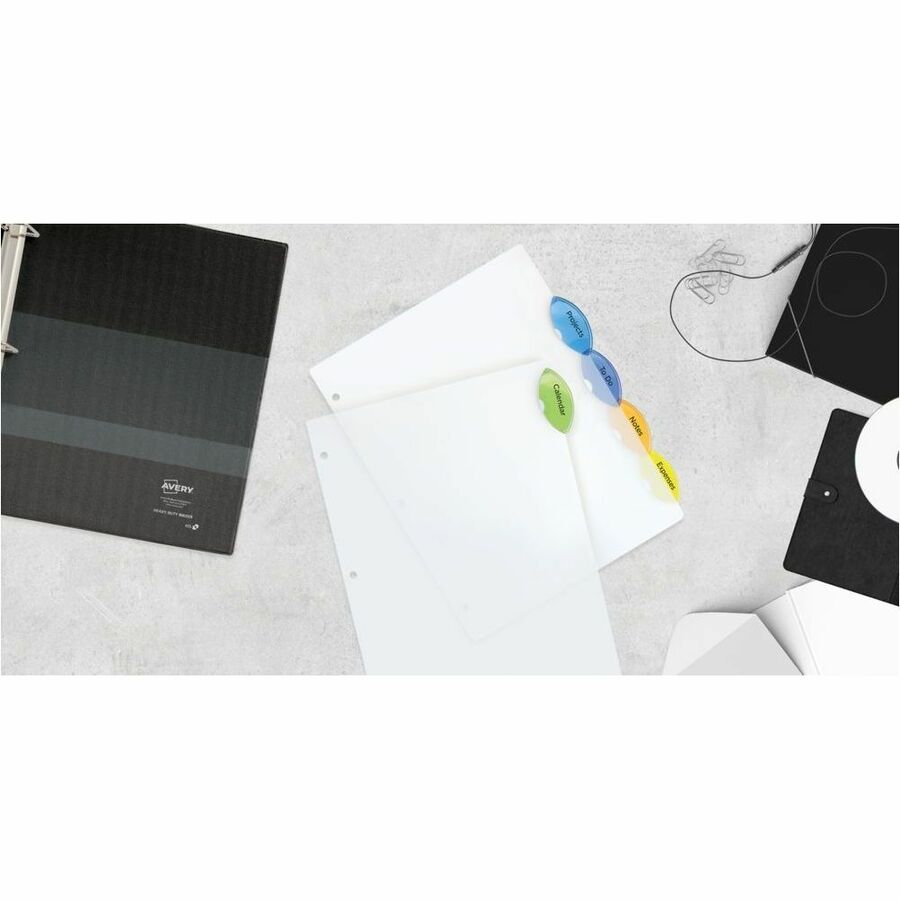 Avery Insertable Style Edge Plastic Dividers, 5 tabs, 1 set, Translucent, 5 / Set — view 1