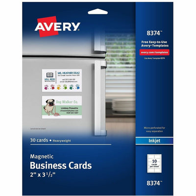 Avery Magnetic Business Cards, 2" x 3-1/2", Matte White, 30 Cards (8374), 1 Carton — view 1