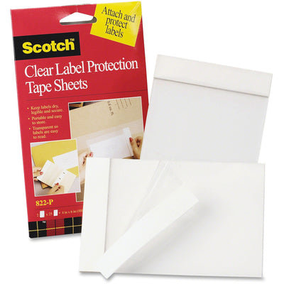 3M Scotch Label Protection Tape Sheets, Clear, 2 / Pack, MMM822P