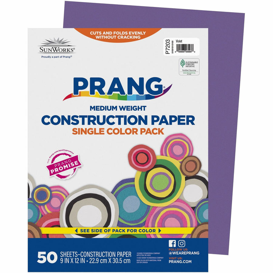 Prang Construction Paper, Violet, Groundwood, Chemical-free, 1 / Pack, PAC7203