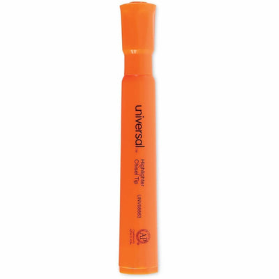 Universal Desk Highlighters, Fluorescent Orange Ink, Chisel Tip, Orange Barrel, Dozen, 1 Dozen, UNV08863