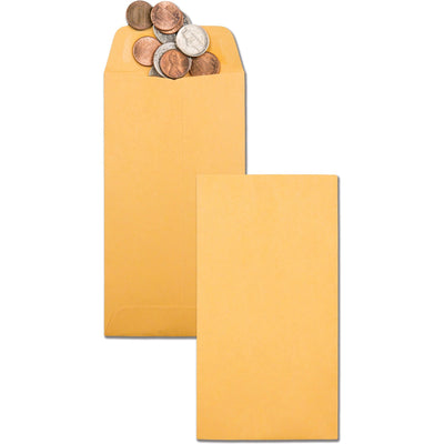 Quality Park No. 7 Coin and Small Parts Envelopes with Gummed Flap, Brown Kraft, 500 / Box, QUA50762