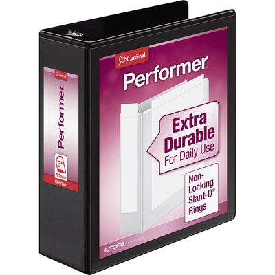 TOPS Cardinal Performer ClearVue Slant-D Ring Binder, Black, 8 1/2" Width x 11" Length, CRD17601
