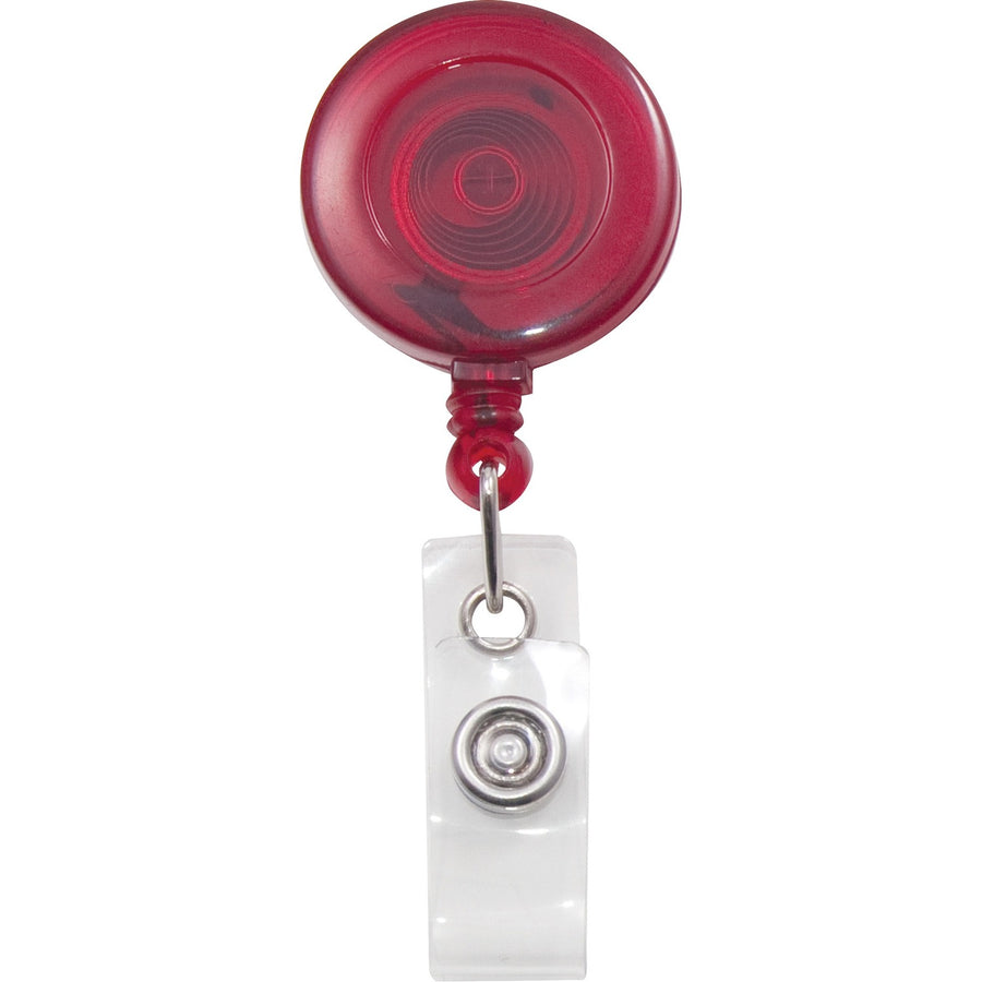 Advantus Translucent Retractable ID Card Reel with Snaps, Translucent Red, 12 / Pack — view 1
