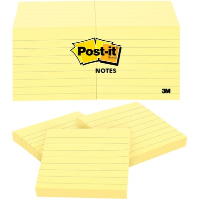 3M Post-it Notes Original Lined Notepads, Yellow, 1 Pack, MMM630SS