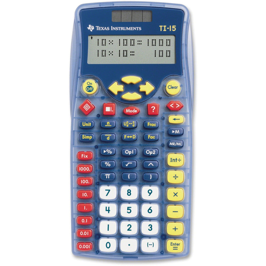 Texas Instruments TI-15 Explorer Elementary Calculator, 3.5" x 6.9", Blue, TEXTI15
