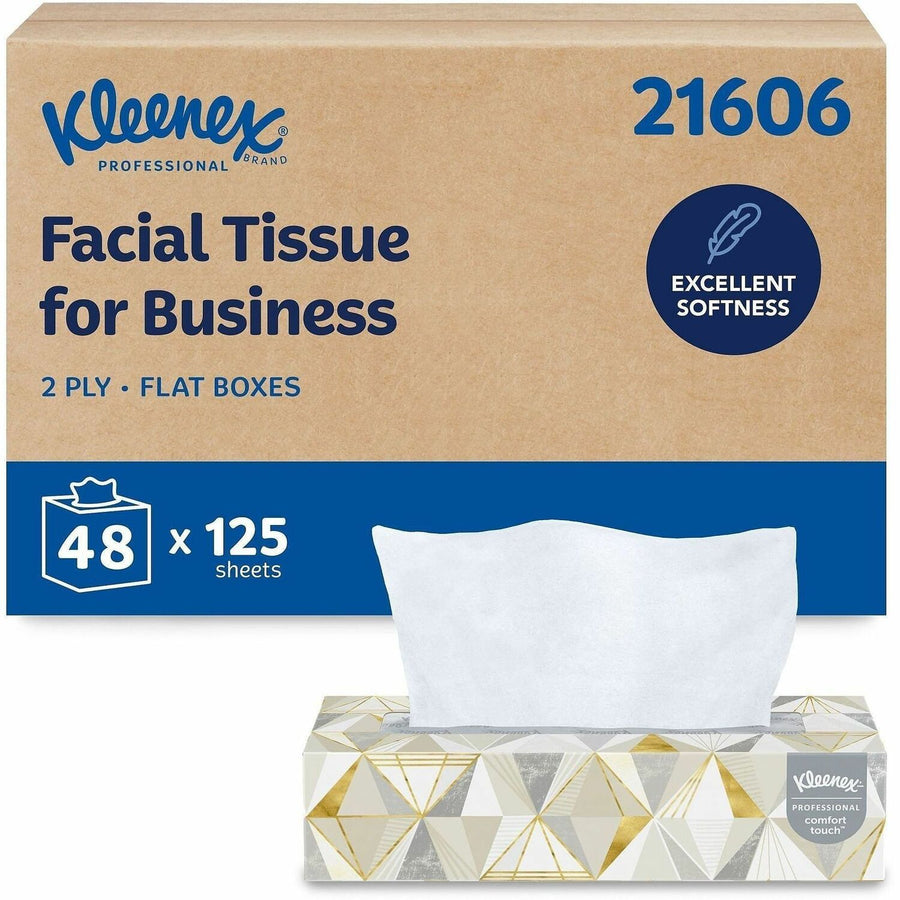 Kleenex Professional Facial Tissue for Business - Flat Box, White, 48 / Carton, KCC21606CT