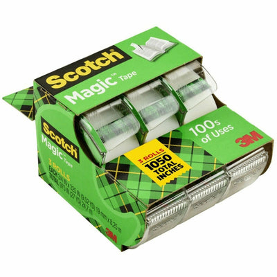 3M Scotch 3-Roll Tape Caddy, Clear, 3 / Pack, MMM3105
