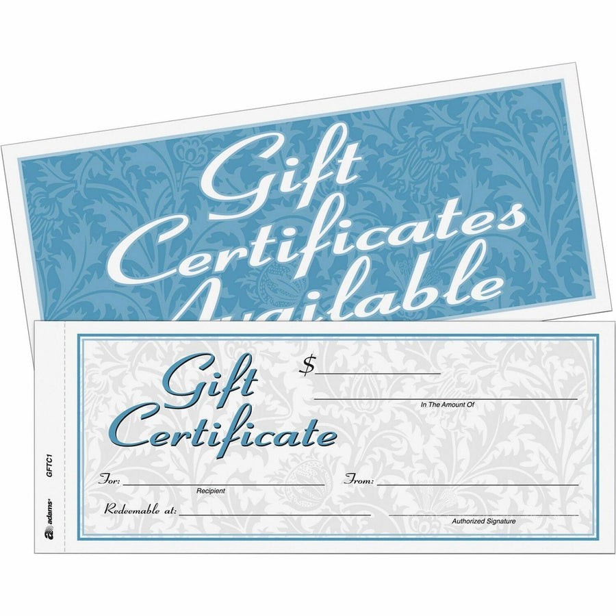 TOPS Adams Two-part Carbonless Gift Certificates, White, 25 / Pack — view 1