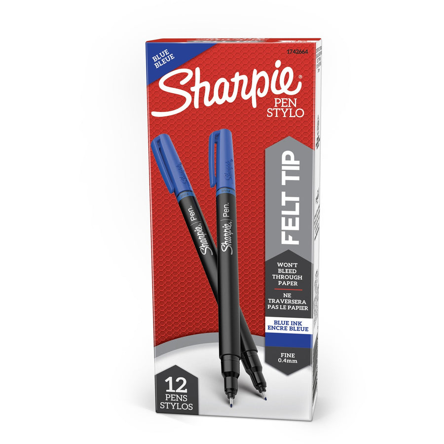 Sharpie Fine Point Pen, Blue, Bleed Resistant Ink, 1 Dozen, SAN1742664
