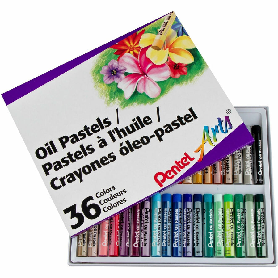 Pentel Arts Oil Pastels, Assorted, Acid-free Ink, 1 Set, PENPHN-36