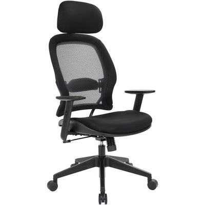 Office Star Professional Air Grid Chair with Adjustable Headrest, Black, OSP55403