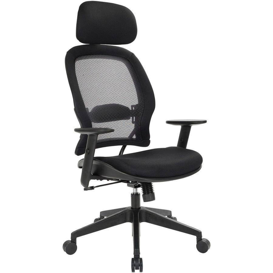 Office Star Professional Air Grid Chair with Adjustable Headrest, Space, Black, OSP55403