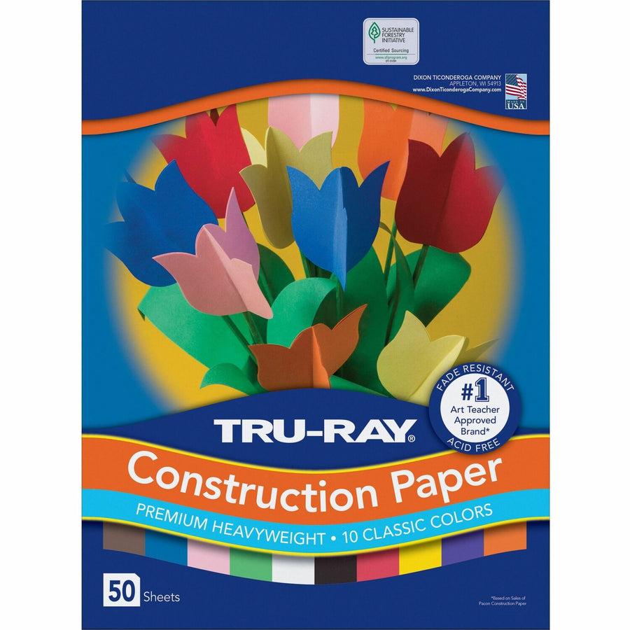 Tru-Ray Construction Paper, Assorted, Sulphite, Heavyweight, 1 / Pack, PAC103031
