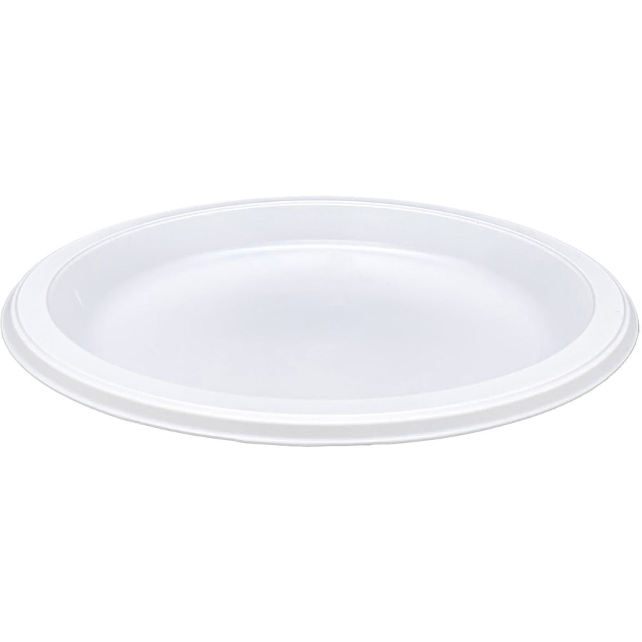 Genuine Joe 10-1/4" Large Plastic Plates, Warm White, 125 / Pack, GJO10323