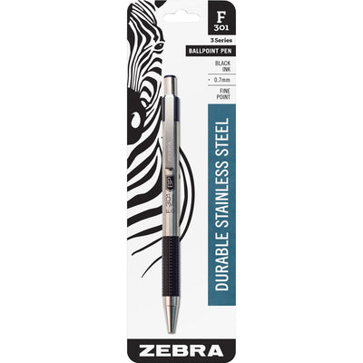 Zebra Pen Zebra STEEL 3 Series F-301 Retractable Ballpoint Pen, ZEB27111