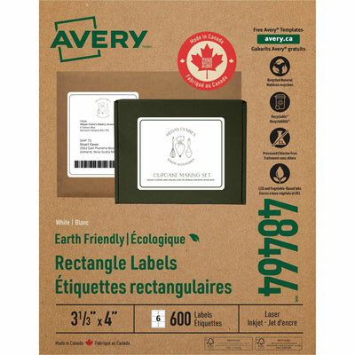 Avery Eco-Friendly Shipping Labels for for Laser and Inkjet Printers, 3?" x 4", Matte, 1 Box — view 1