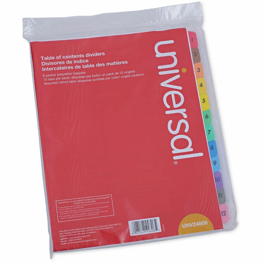 Universal Index Divider, White, Side, Laminated Tab, 6 / Set, UNV24806