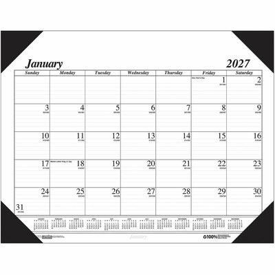 House of Doolittle Economy Refillable Desk Pad, Black, 22", 12EA/PK 48PK/CT — view 1