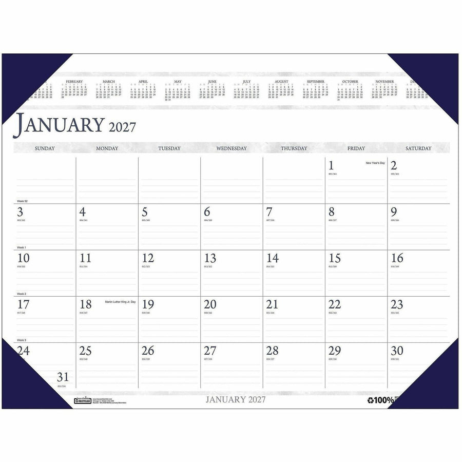 House of Doolittle Eco-friendly Executive Calendar Desk Pad, Multi, 24", 6EA/PK 8PK/CT — view 1