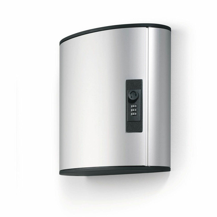 DURABLE Predrilled Brushed Key Cabinet, 11.9" x 11", Silver, Aluminum, Security Lock, DBL1966-23
