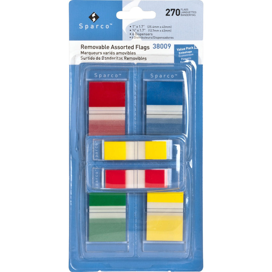 Sparco Removable Flags Combo Pack, Assorted, Self-adhesive, 1 / Pack, SPR38009