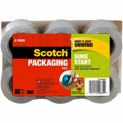 3M Scotch Sure Start Packaging Tape, Clear, 1 Pack, MMMDP1000RF6