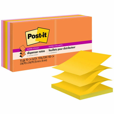 3M Post-it Super Sticky Dispenser Notes - Energy Boost Color Collection, Sunnyside, 1 Pack, MMMR33010SSAU
