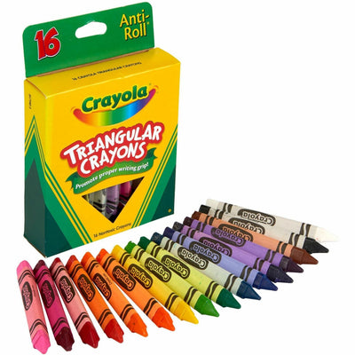 Crayola Triangular Anti-roll Crayons, Assorted, 1 Box, CYO52-4016